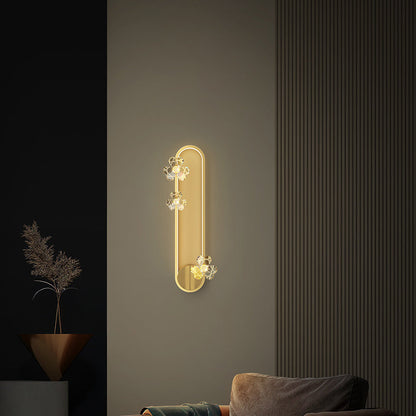Round Oval Floral Acrylic Brass LED Wall Sconce Lamp