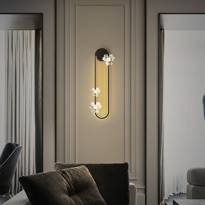 Round Oval Floral Acrylic Brass LED Wall Sconce Lamp