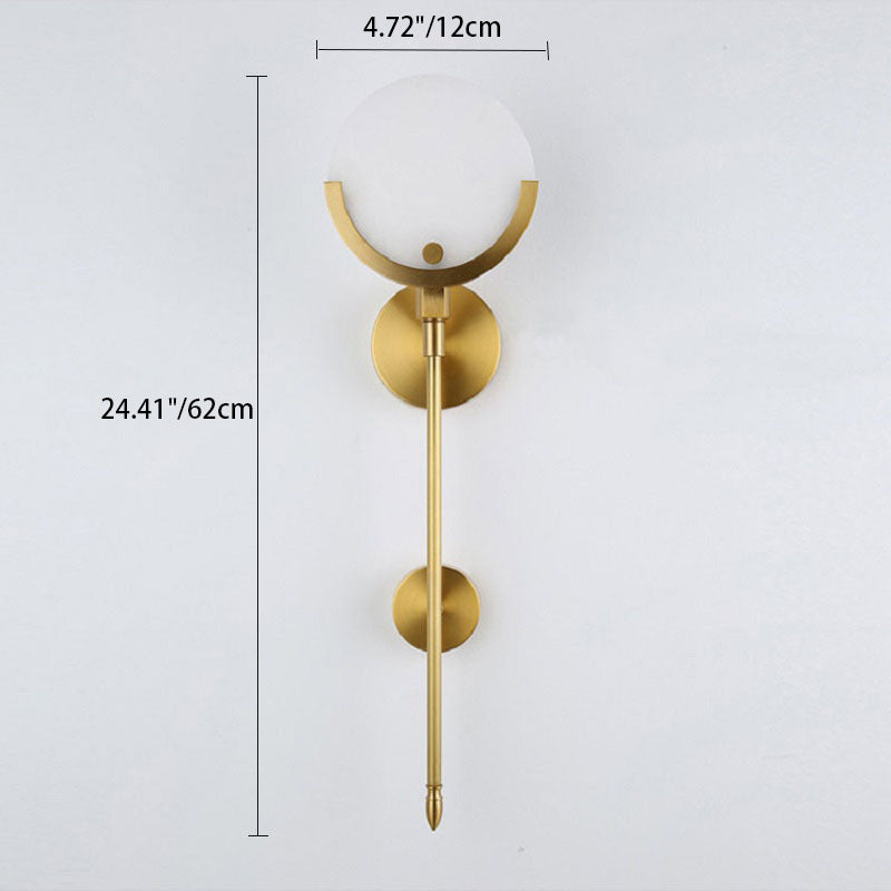 Chinese Floral Glass Marble Copper 1-Light Wall Sconce Lamp