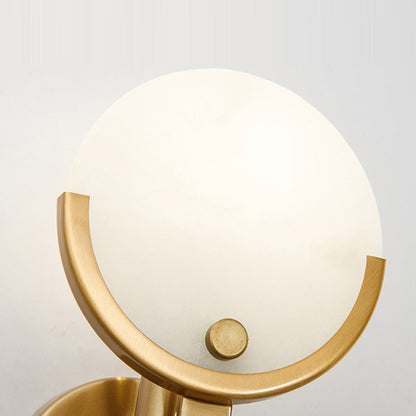 Chinese Floral Glass Marble Copper 1-Light Wall Sconce Lamp