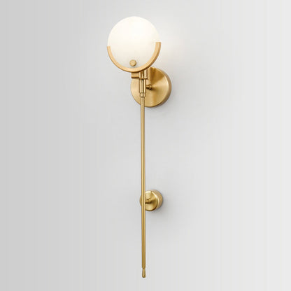 Chinese Floral Glass Marble Copper 1-Light Wall Sconce Lamp