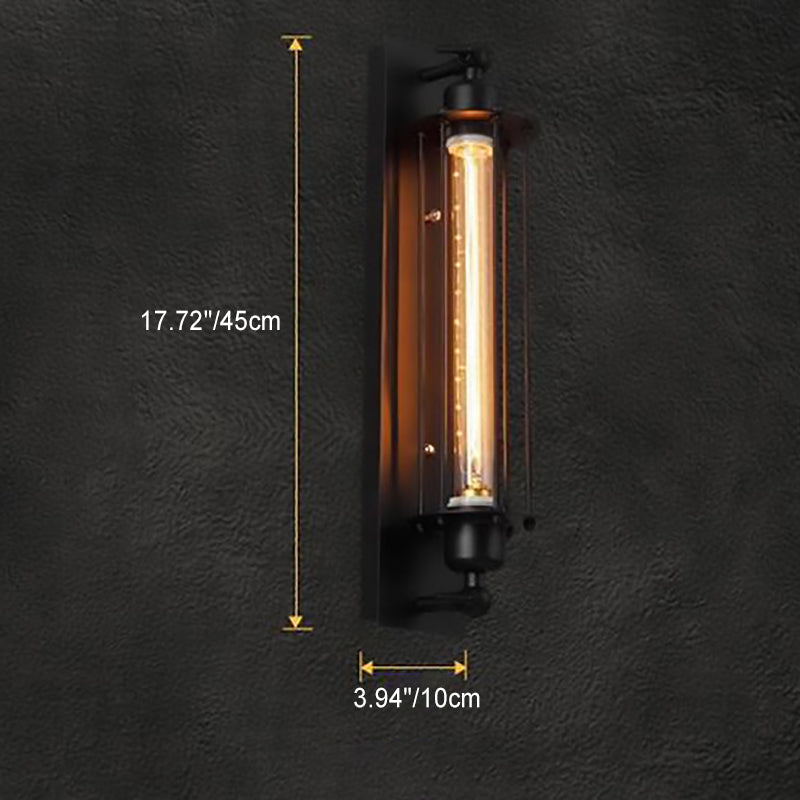 Rectangle Cylinder Glass Iron 1-Light Wall Sconce Lamp