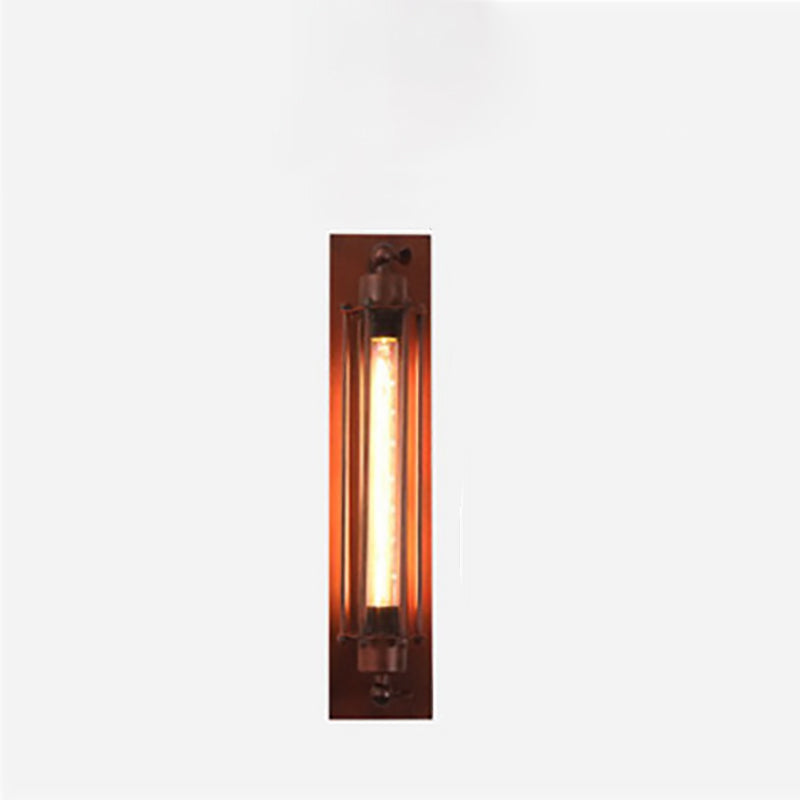 Rectangle Cylinder Glass Iron 1-Light Wall Sconce Lamp