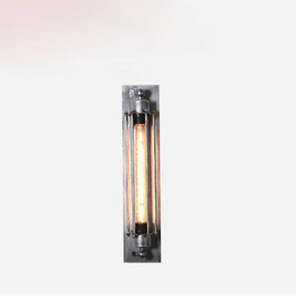 Rectangle Cylinder Glass Iron 1-Light Wall Sconce Lamp