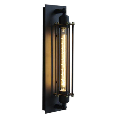 Rectangle Cylinder Glass Iron 1-Light Wall Sconce Lamp