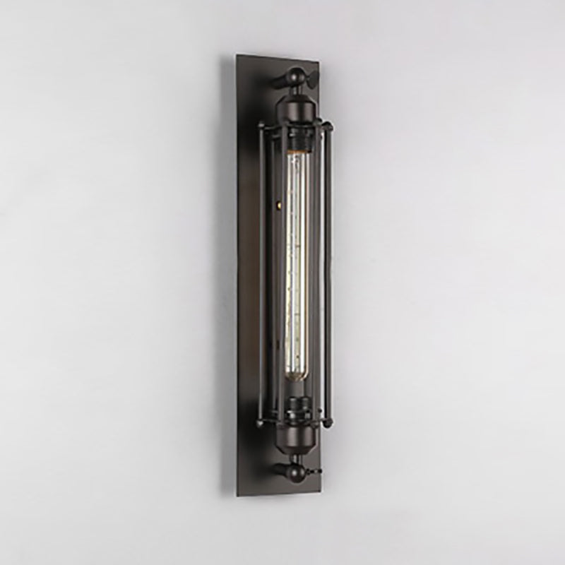Rectangle Cylinder Glass Iron 1-Light Wall Sconce Lamp