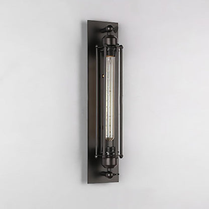 Rectangle Cylinder Glass Iron 1-Light Wall Sconce Lamp