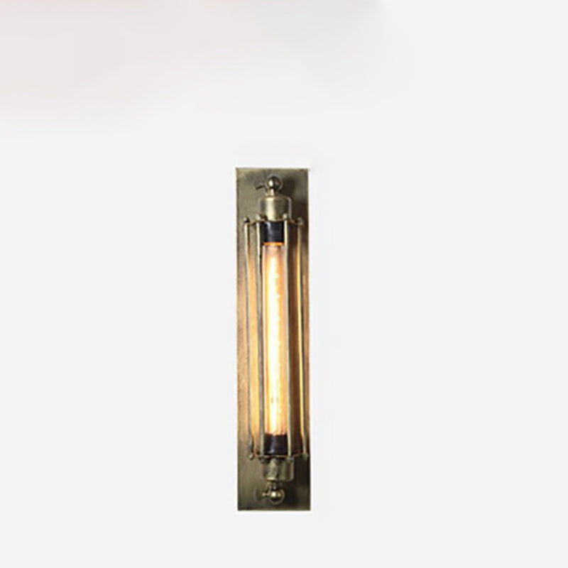 Rectangle Cylinder Glass Iron 1-Light Wall Sconce Lamp