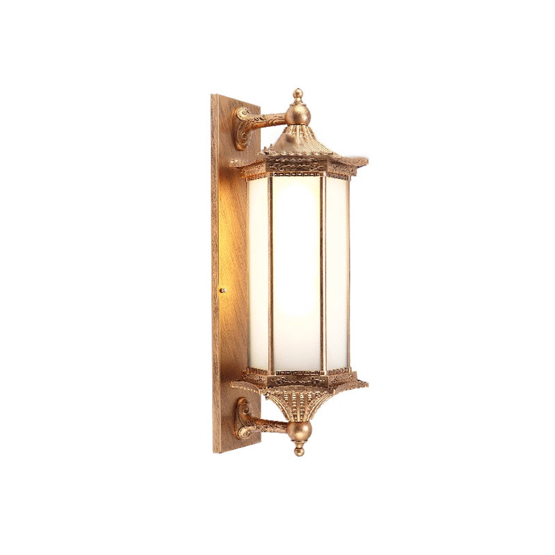 Hexagonal Glass Iron Aluminum 1-Light Wall Sconce Lamp