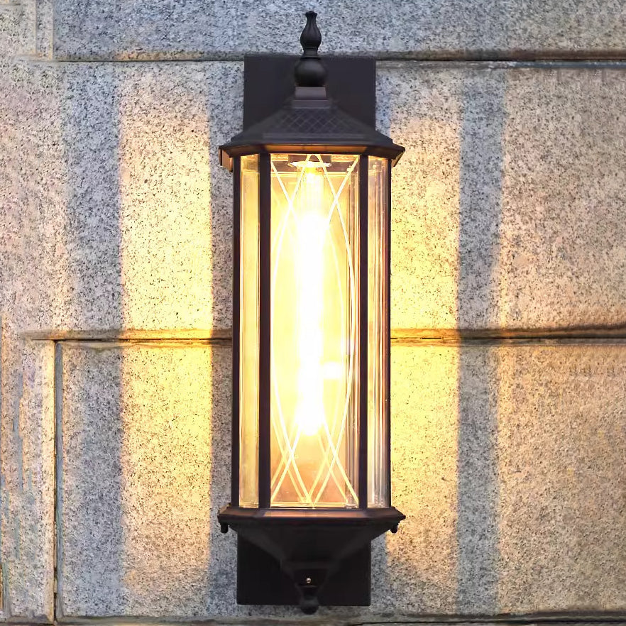 Hexagonal Glass Iron Aluminum 1-Light Wall Sconce Lamp