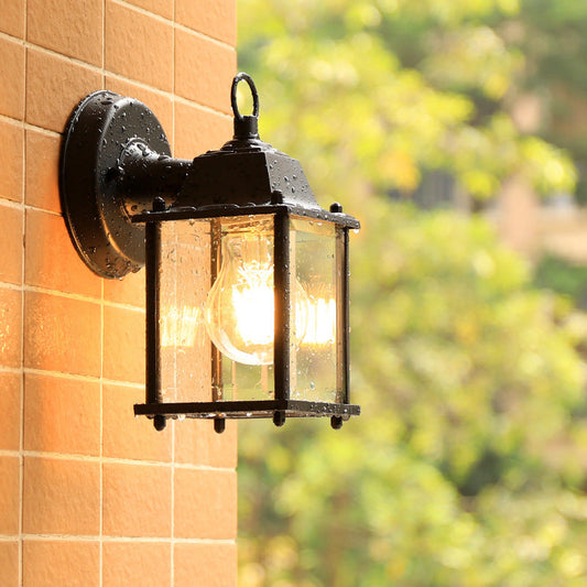 Square Round Glass Aluminum 1-Light Wall Sconce Lamp