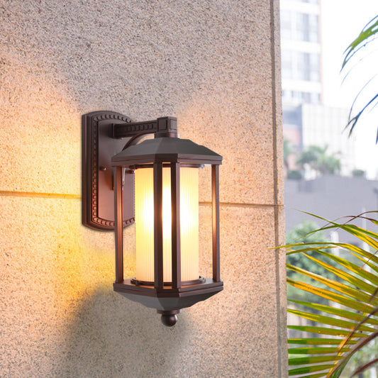 Square Cylinder Glass Aluminum 1-Light Wall Sconce Lamp