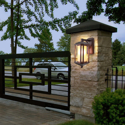 Square Cylinder Glass Aluminum 1-Light Wall Sconce Lamp