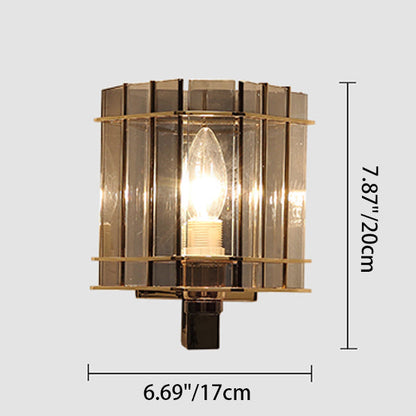 Scandinavian Cylinder Glass Iron 1-Light Wall Sconce Lamp