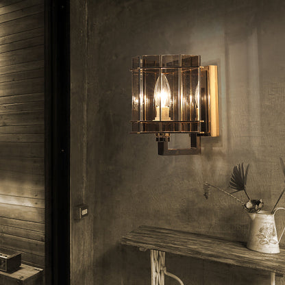Scandinavian Cylinder Glass Iron 1-Light Wall Sconce Lamp