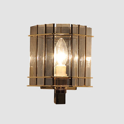 Scandinavian Cylinder Glass Iron 1-Light Wall Sconce Lamp