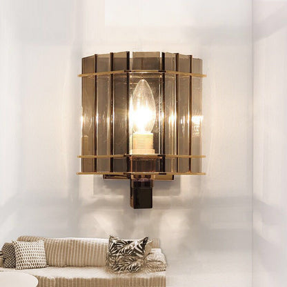 Scandinavian Cylinder Glass Iron 1-Light Wall Sconce Lamp