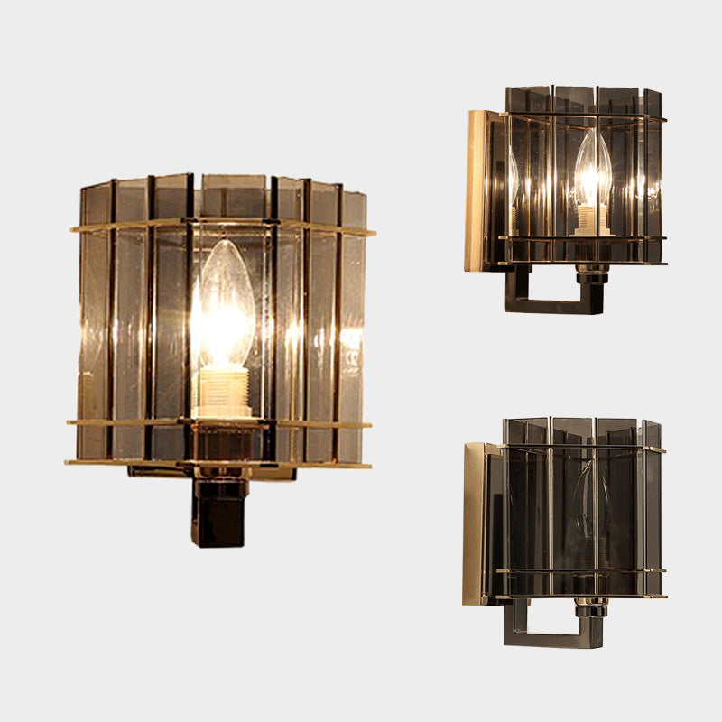 Scandinavian Cylinder Glass Iron 1-Light Wall Sconce Lamp