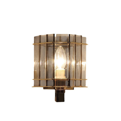 Scandinavian Cylinder Glass Iron 1-Light Wall Sconce Lamp