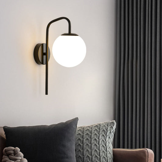 Magic Bean Bend Round Glass Iron 1-Light Wall Sconce Lamp
