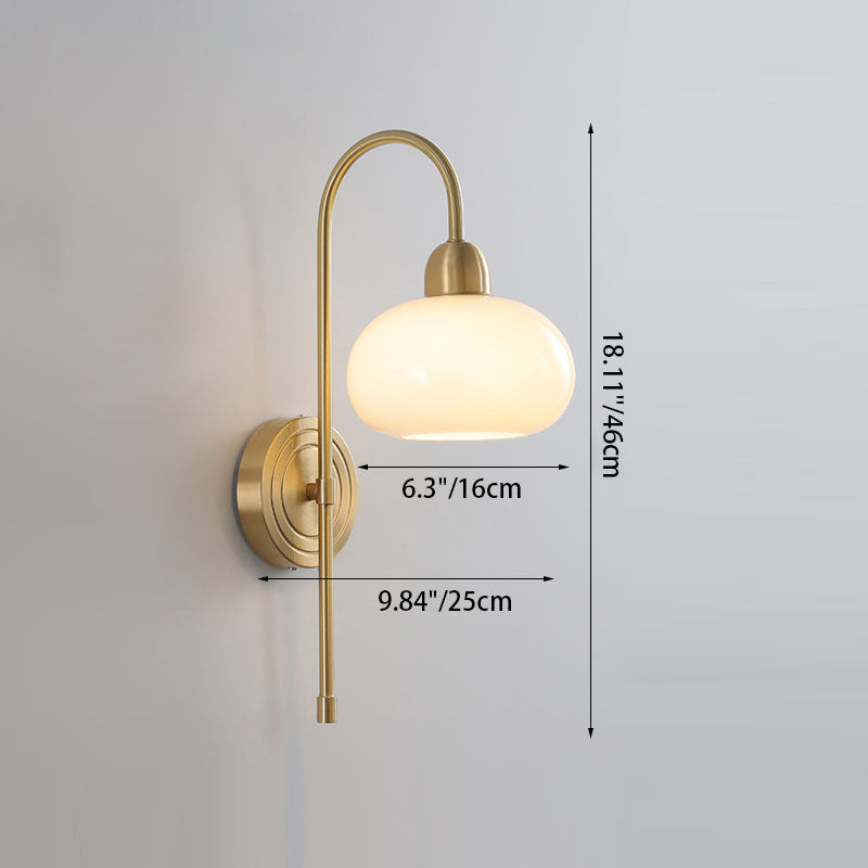 Scandinavian Round Glass Brass 1-Light Wall Sconce Lamp