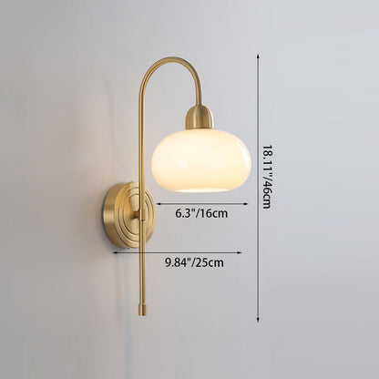Scandinavian Round Glass Brass 1-Light Wall Sconce Lamp