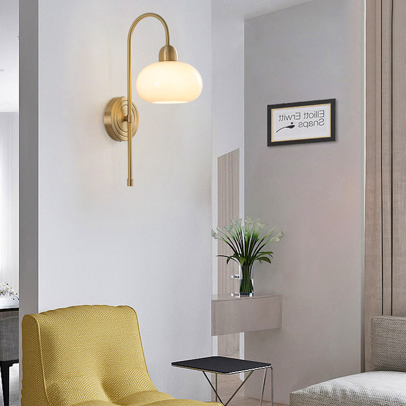 Scandinavian Round Glass Brass 1-Light Wall Sconce Lamp