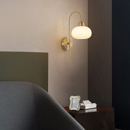 Scandinavian Round Glass Brass 1-Light Wall Sconce Lamp