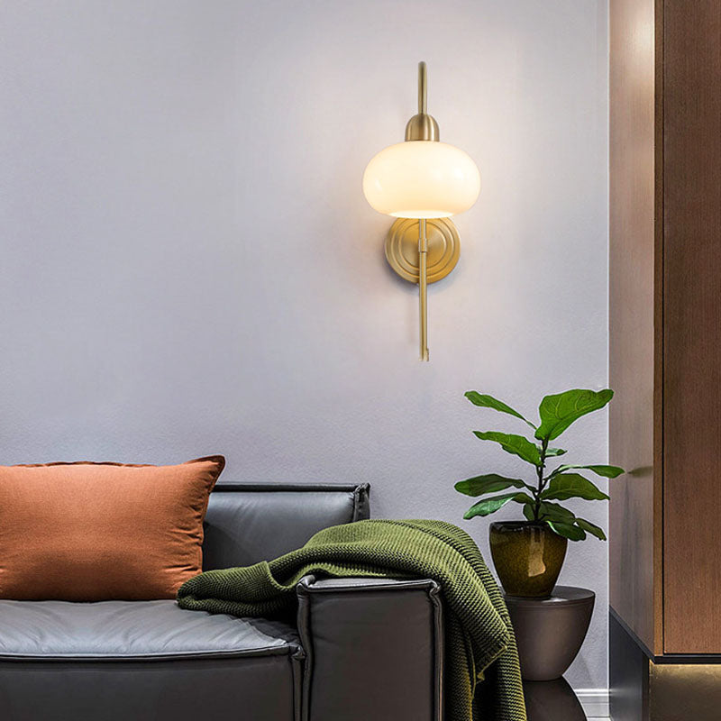Scandinavian Round Glass Brass 1-Light Wall Sconce Lamp