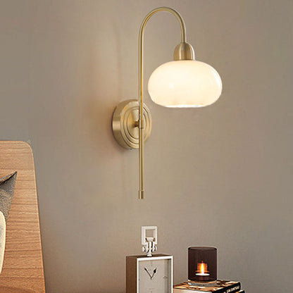 Scandinavian Round Glass Brass 1-Light Wall Sconce Lamp