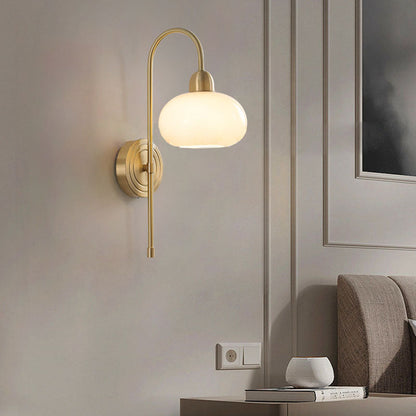 Scandinavian Round Glass Brass 1-Light Wall Sconce Lamp