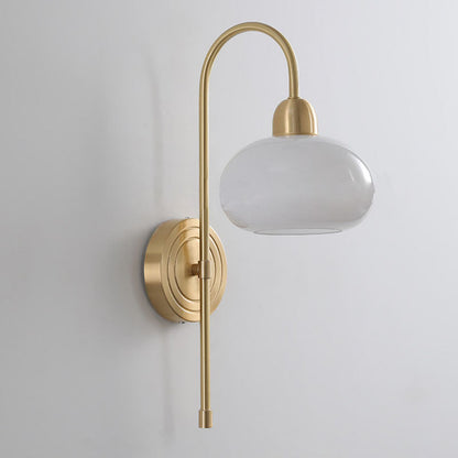 Scandinavian Round Glass Brass 1-Light Wall Sconce Lamp