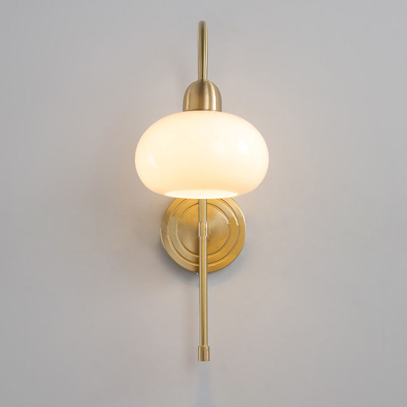 Scandinavian Round Glass Brass 1-Light Wall Sconce Lamp