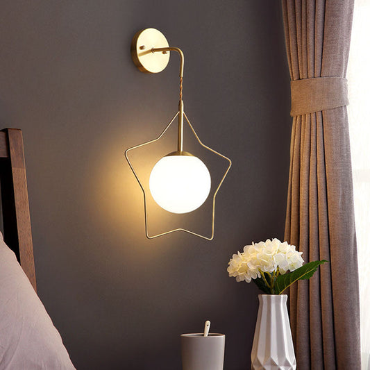Scandinavian Pentagram Glass Metal 1-Light Wall Sconce Lamp