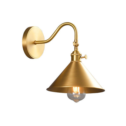 Conical Round Bent Brass 1-Light Wall Sconce Lamp