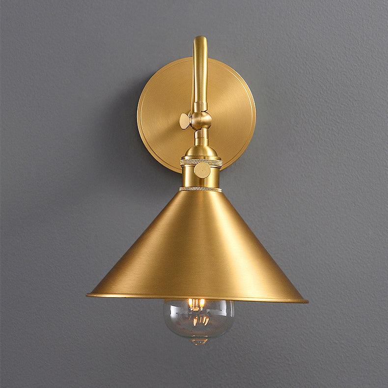 Conical Round Bent Brass 1-Light Wall Sconce Lamp