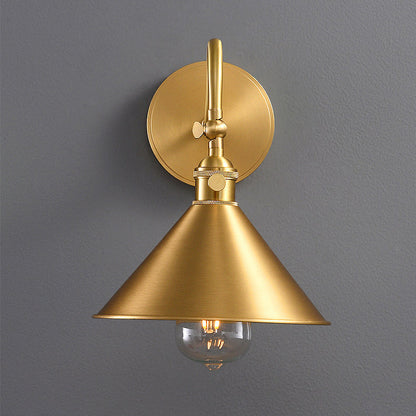 Conical Round Bent Brass 1-Light Wall Sconce Lamp