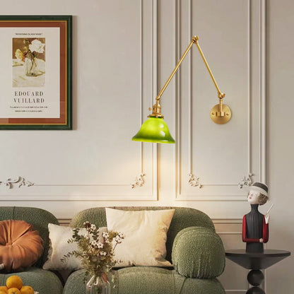 Scandinavian Long Rod Glass Brass 1-Light Wall Sconce Lamp