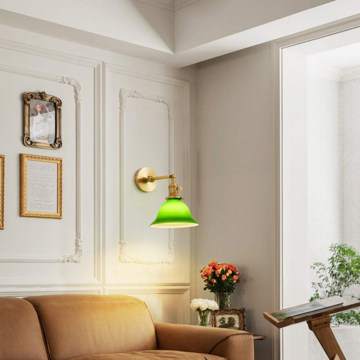 Scandinavian Long Rod Glass Brass 1-Light Wall Sconce Lamp