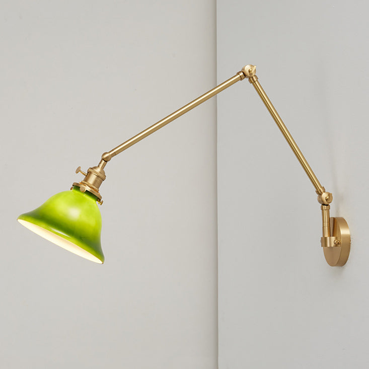 Scandinavian Long Rod Glass Brass 1-Light Wall Sconce Lamp