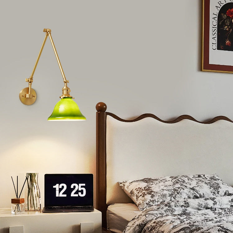 Scandinavian Long Rod Glass Brass 1-Light Wall Sconce Lamp
