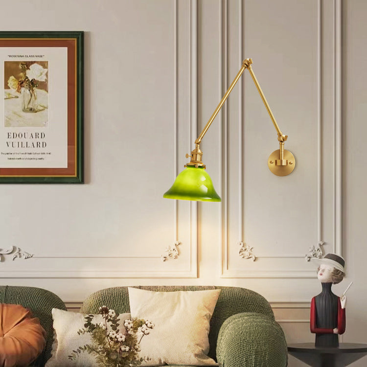 Scandinavian Long Rod Glass Brass 1-Light Wall Sconce Lamp