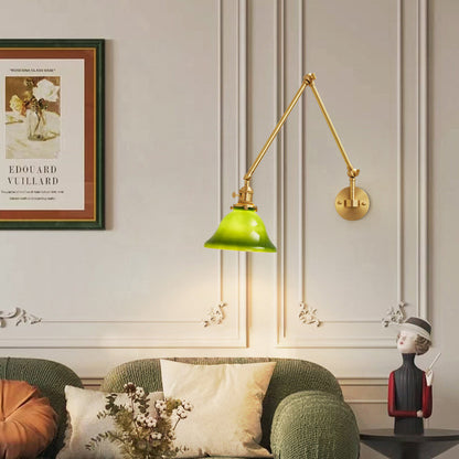 Scandinavian Long Rod Glass Brass 1-Light Wall Sconce Lamp