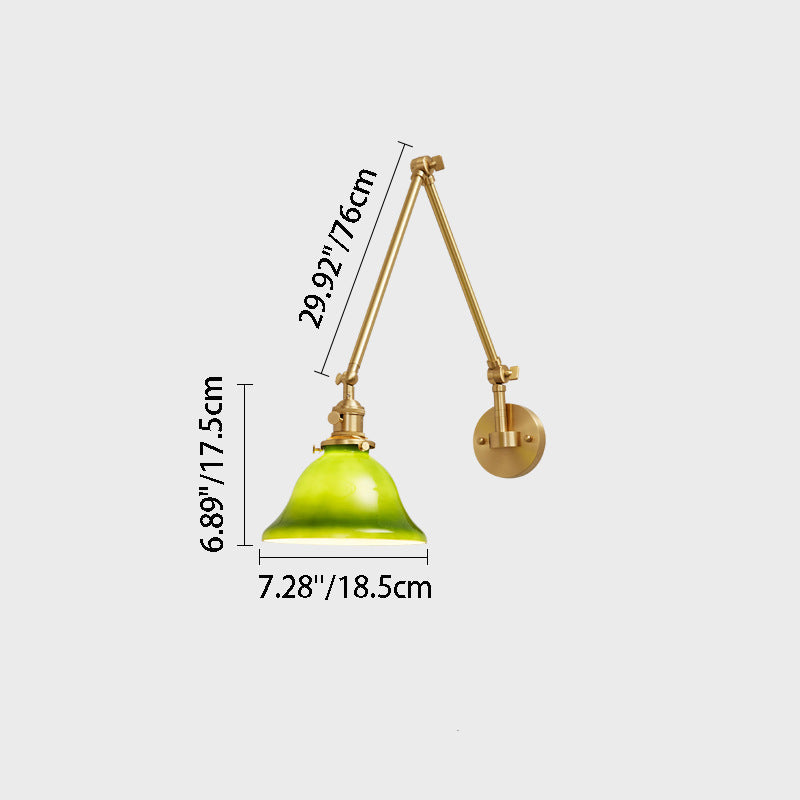 Scandinavian Long Rod Glass Brass 1-Light Wall Sconce Lamp