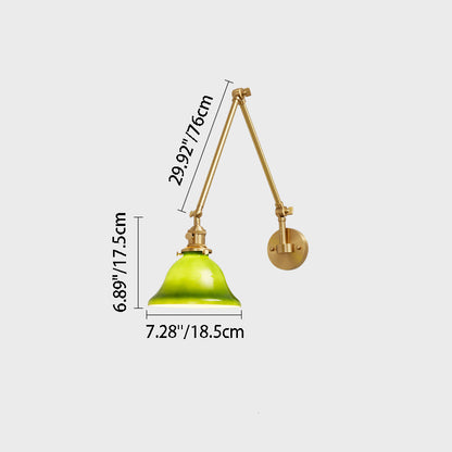 Scandinavian Long Rod Glass Brass 1-Light Wall Sconce Lamp