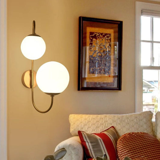 Magic Bean Round Bent Glass Iron 2-Light Wall Sconce Lamp
