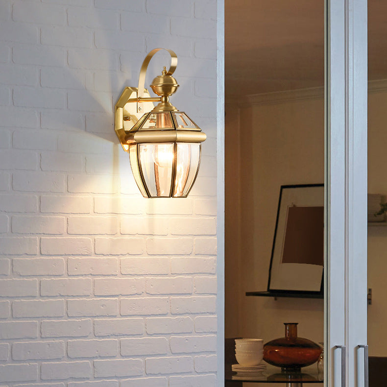 Scandinavian Glass Brass 1-Light Wall Sconce Lamp