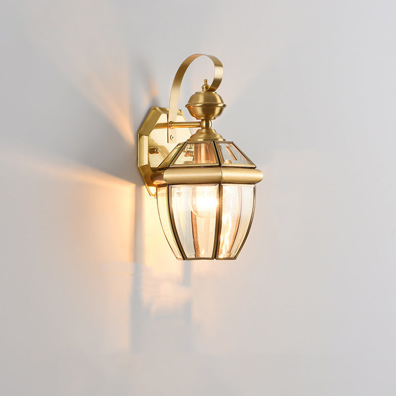 Scandinavian Glass Brass 1-Light Wall Sconce Lamp