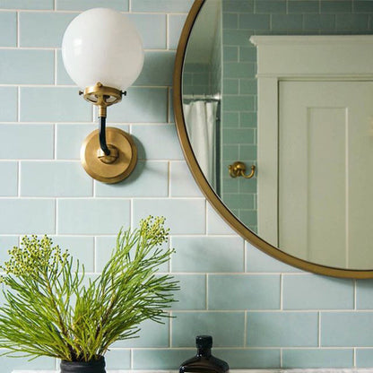 Magic Bean Round Glass Copper 1/2 Light Wall Sconce Lamp