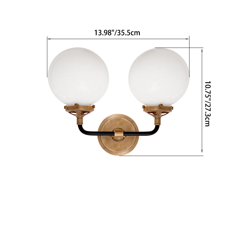 Magic Bean Round Glass Copper 1/2 Light Wall Sconce Lamp
